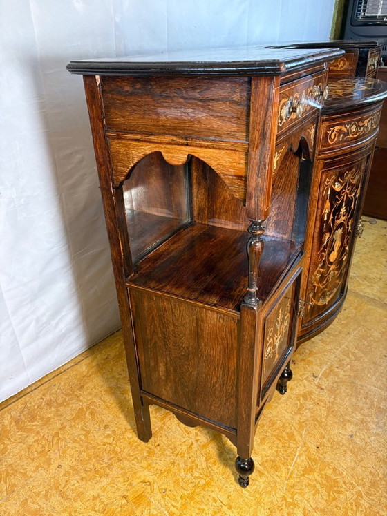 Image 1 of Antique English Sheraton Revival Rosewood Inlaid Server / Buffet – Late 19th Century