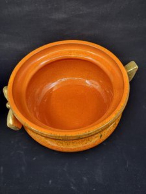 Image 1 of Sopera de cerámica Gérard Crociani Naranja Francia Vallauris Costa Azul