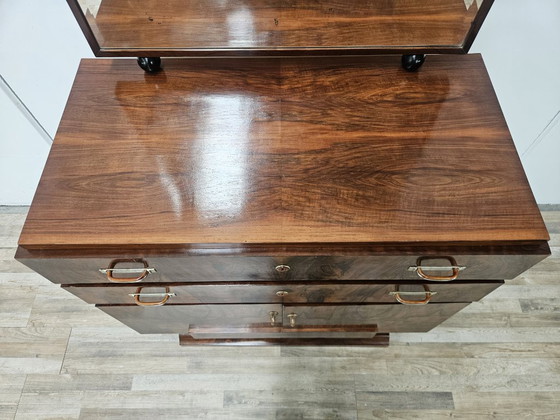 Image 1 of Exclusive 1940s Art Decò sideboard in walnut burl with mirror
