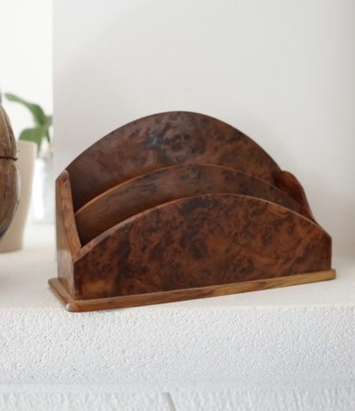 Porte lettres vintage en loupe d'orme