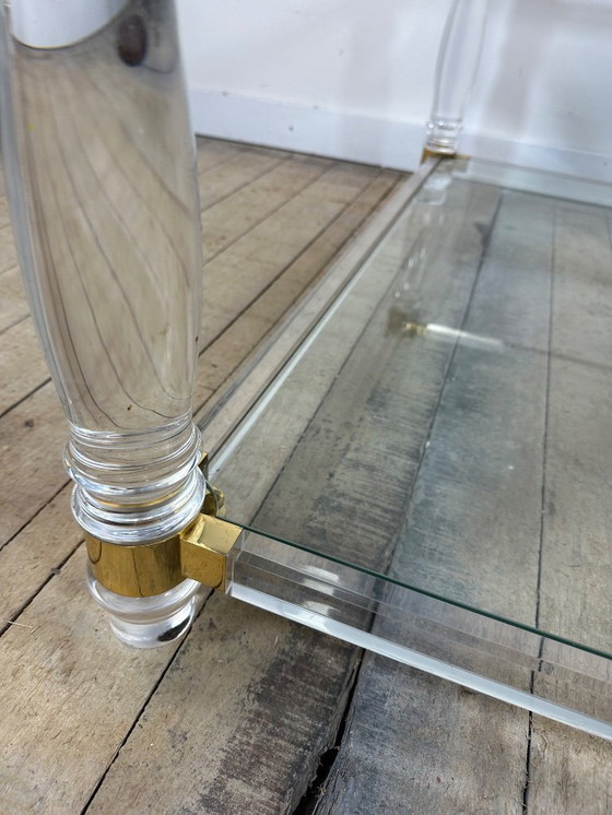 Image 1 of Tavolino da caffè Hollywood Regency in altuglass e vetro, anni '70