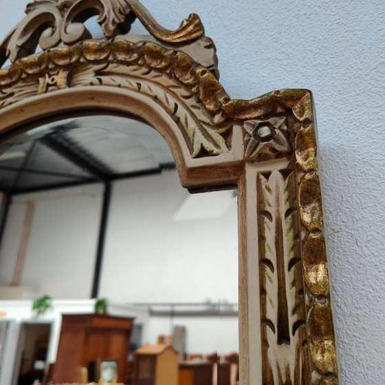 Image 1 of Mesa consola de pared, mesa auxiliar con tapa de mármol y espejo