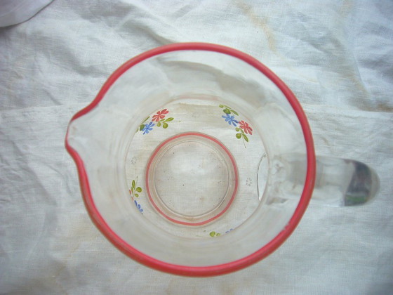 Jarra de cristal antigua pintada a mano, circa 1920. – Vasos y jarras, Glass (photo 6 of 7)