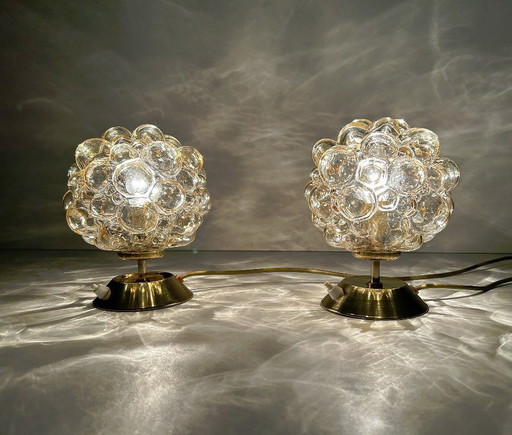 2x Lampes en verre à bulles de Limbourg