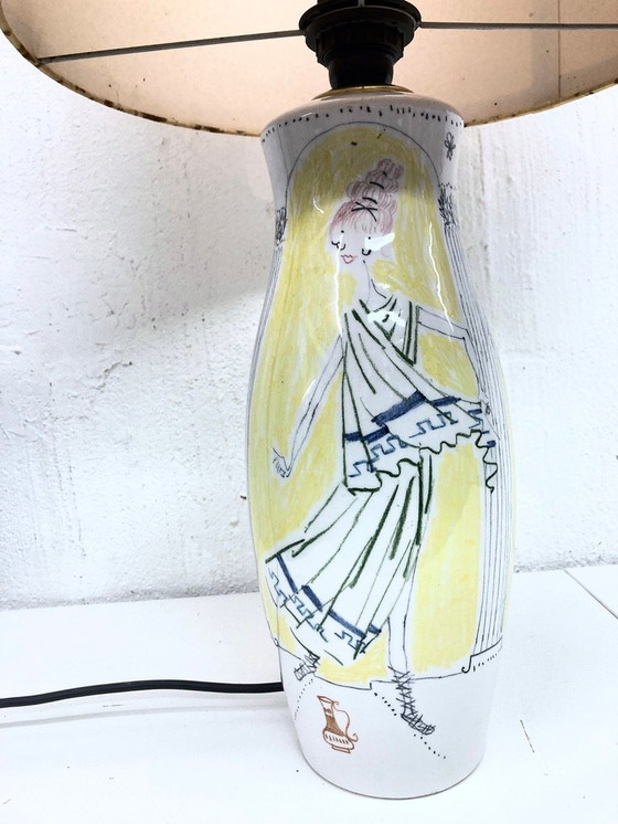 Image 1 of Italiaanse keramieken tafellamp uit de jaren 50 ontwerp Milvia Quadrifoglio