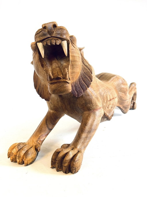 Tigre de madera XL hecho a mano 