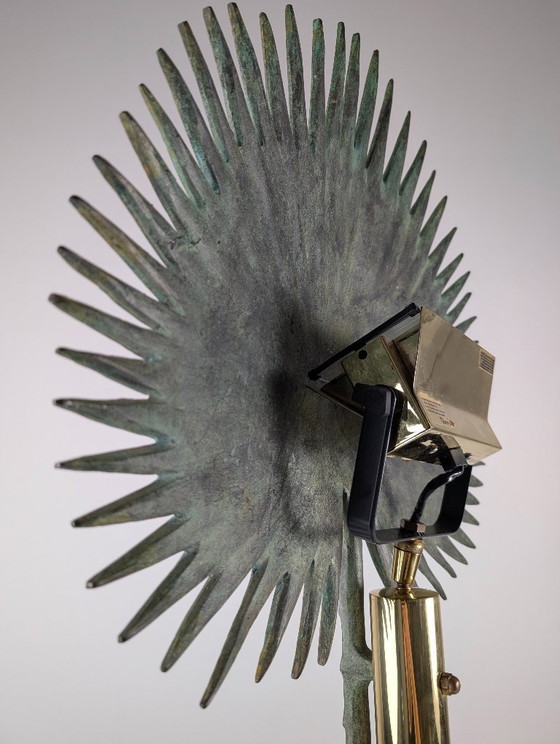 Monumental Valenti Fan Palm Bronze and Brass Table Lamp, 1970s (photo 10 of 20)