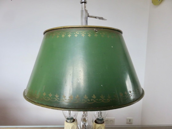 Image 1 of Antique French bouillotte lamp in chromed bronze and lacquered sheet metal, 1930