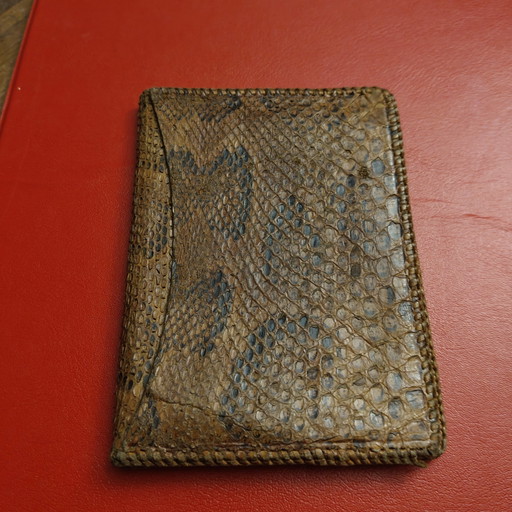 Portafoglio vintage in vera pelle di pitone – in pelle marrone a due ante – cadeaus, Leather (photo 2 of 12)