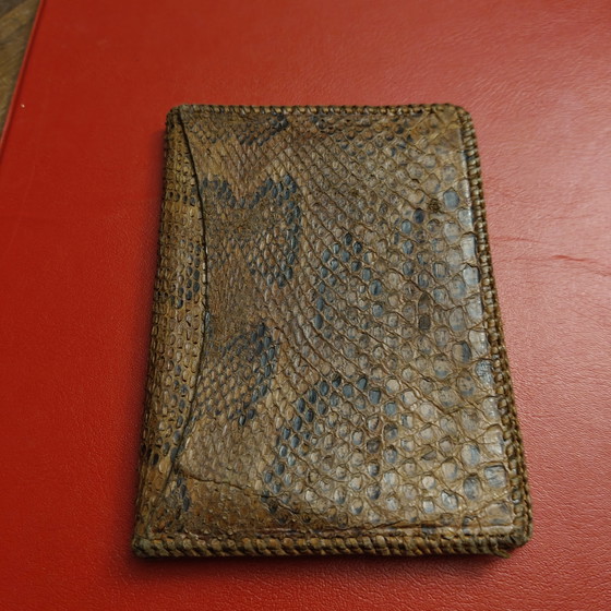 Vintage Genuine Python Snake Skin Wallet – Brown Leather Bifold – Gifts (photo 2 of 12)