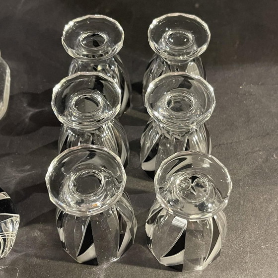 Liqueur Service in Cut Doubled Crystal by Karl Palda, 1930s, Set of 8 – Glass & Decanter, Glass, Art Deco (photo 7 of 12)