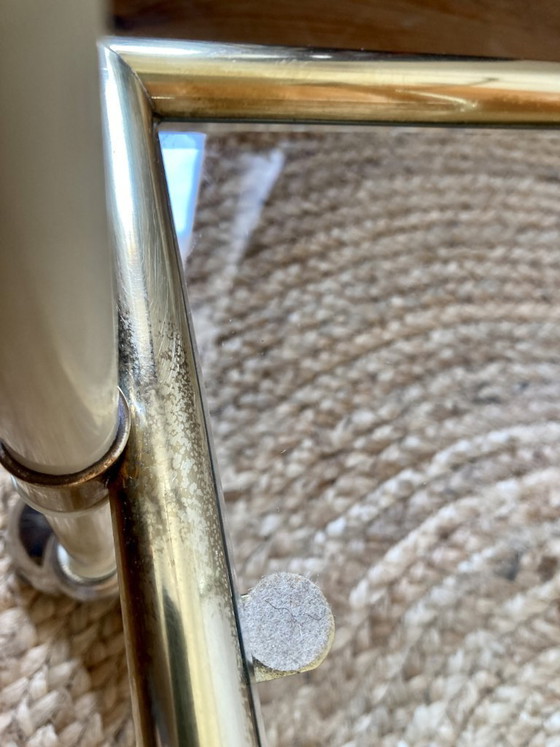 Image 1 of Servierwagen mit cremefarbenem Metallgestell und vergoldetem Messing, 1960er Jahre