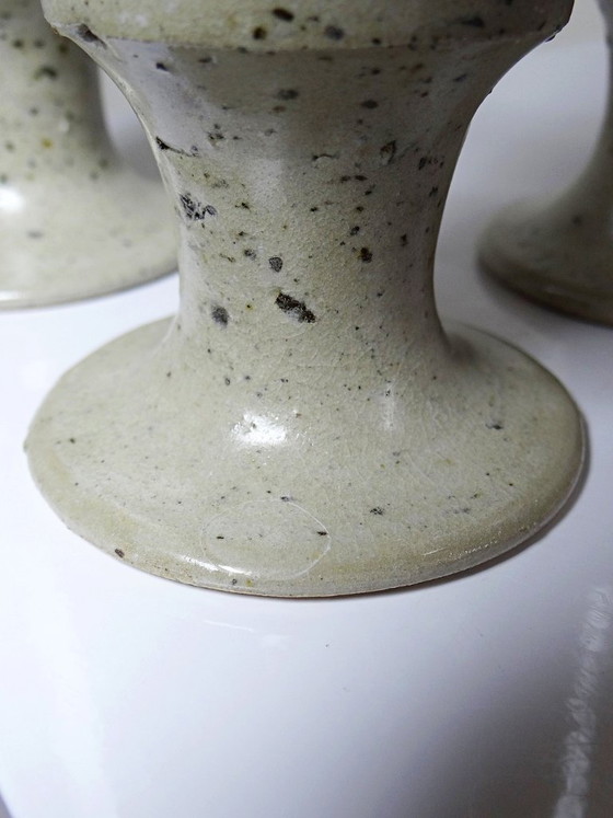 Set of 6 vintage pyritized stoneware mazagrans, 1960s-1980s, Crockery, Ceramic, Creme (photo 10 of 12)
