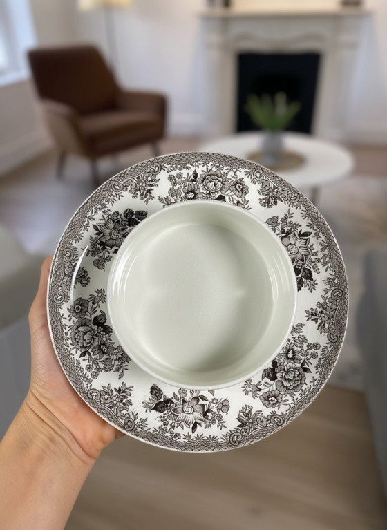 Image 1 of Beurrier en céramique blanche et brune Wedgwood Faisans