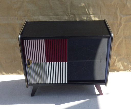 Vintage ladekast met 2 schuifdeuren – ladekasten, Wood