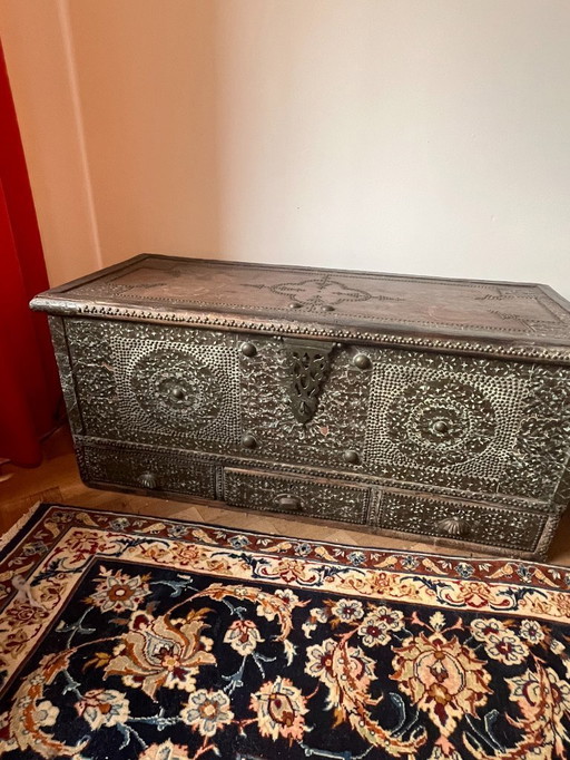 Unique vintage set of 3 Arabic blanket chests - handmade | ca. 1950s