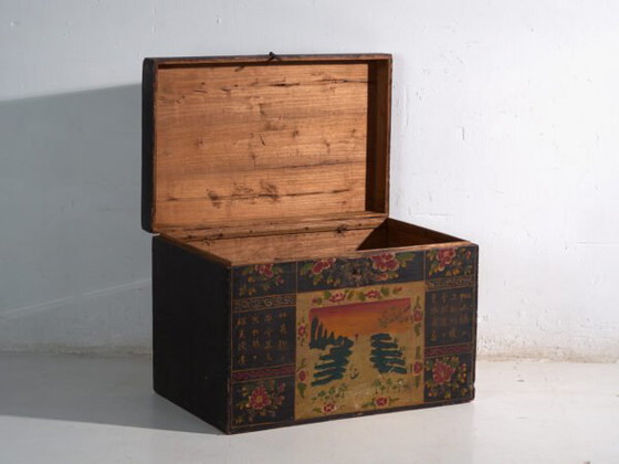Antique painted trunk in pine wood – China, circa 1900 – Storage cabinet, Iron (photo 22 of 40)