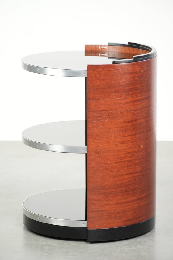 Image 1 of Mesa auxiliar/de bar móvil única de Schuitema con tablero de cristal negro de la serie Decoforma.