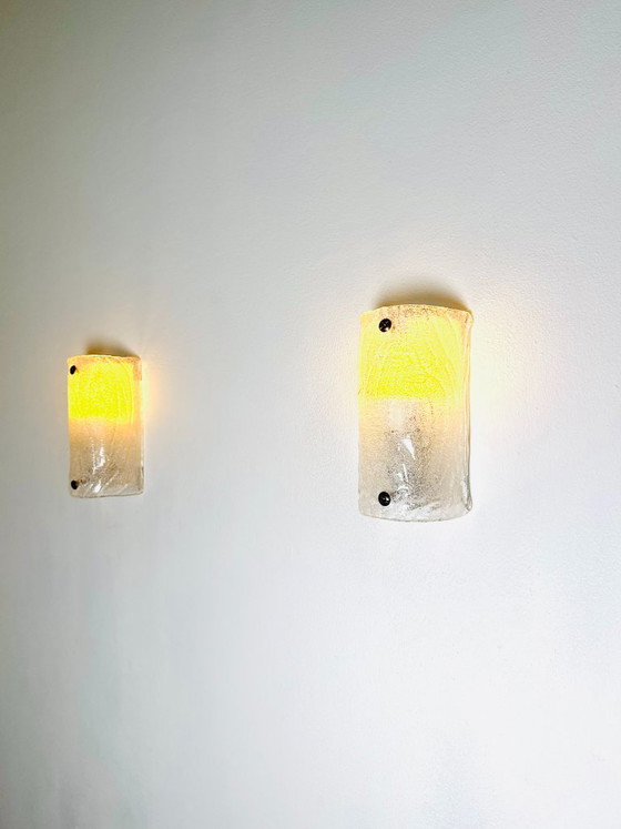 Murano Ice wandlampen van mat glas, vervaardigd door Kalmar Franken, Oostenrijk, circa jaren 1960. – Metal (photo 4 of 8)