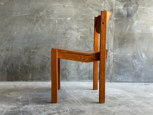 Sedia vintage scandinava in rovere | Stile brutalista | Anni '60-'70 | Impilabile