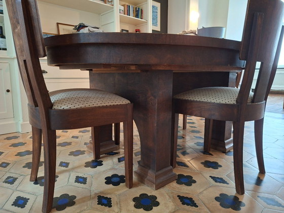 Grande tavolo da pranzo Art Déco in impiallacciatura di radica – 170/250 × 120 cm, allungabile, classico - 6 (photo 5 of 7)