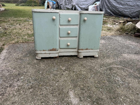 Vintage Hand-Painted Wood Cabinet – Sideboard cabinet (photo 6 of 6)