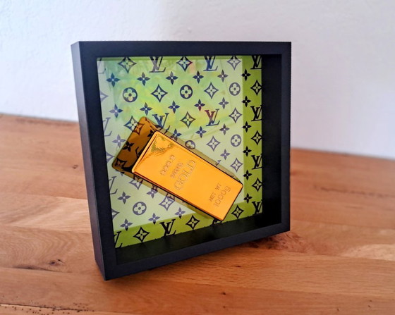 Image 1 of nLm - Gold Bar on Louis Vuitton Style Purple/Green - Decorative Object