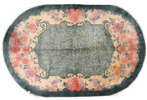 Tappeto cinese antico Art Déco fatto a mano, 152 cm x 242 cm, anni '20 - 1B452