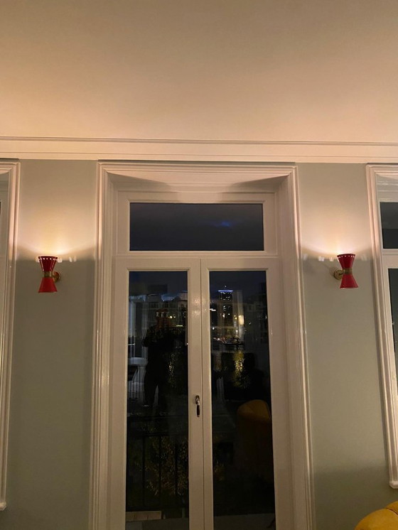 Image 1 of Pair of Italian "diabolo" wall sconces, 1950s design