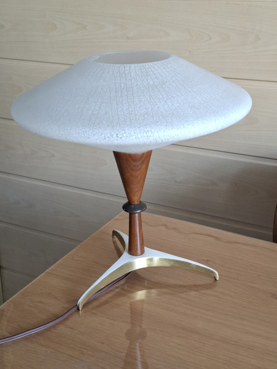 UFO Table Lamp Teak Frosted Glass – Metal (photo 9 of 9)