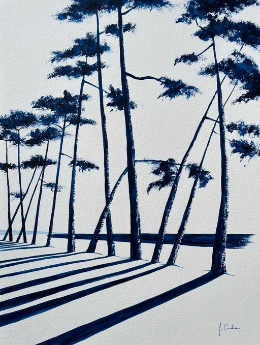 Acrylique Originale Sur Papier Encadrée. – schilderijen tekeningen, Paper (photo 2 of 10)