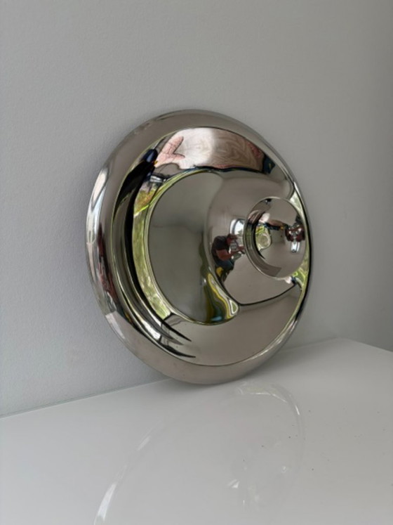 Sculpturale Hoogglans RVS Schaal – Space Age Design – Schalen (photo 8 of 13)