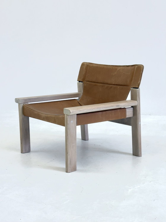 Image 1 of Vintage saddle leather cognac colored armchair