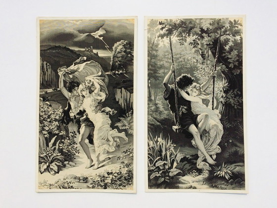 Image 1 of Paire de tissages de soie de 1900 d'après P. Auguste Cot