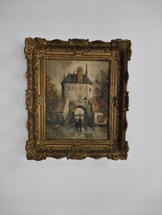 Image 1 of 19th-century oil painting – City Gate Harderwijk, NL