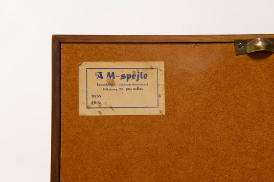 Image 1 of Rosewood mirror with brass pins, AM spejle Denmark, 1960's