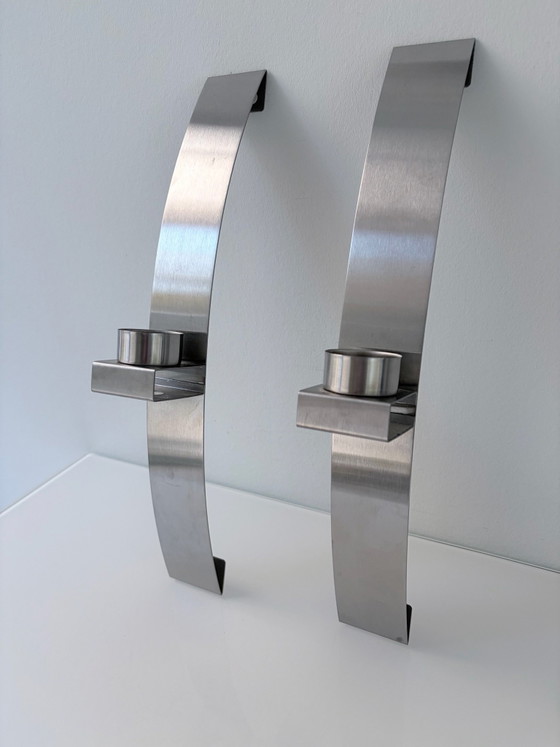 Set di 2 candelieri da parete / vasi da parete in acciaio inossidabile design – Decorazioni murali, rvs (photo 5 of 15)