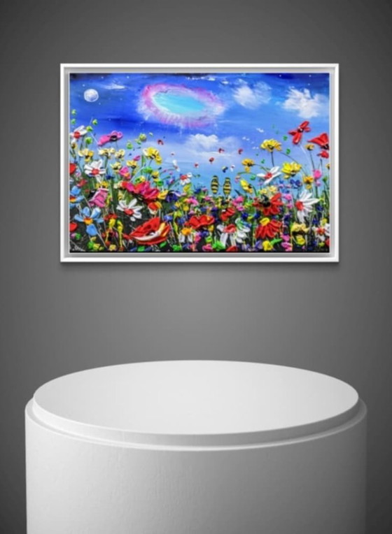 Image 1 of Evelina VINE - BEE WORD - Acrylic painting on framed canvas