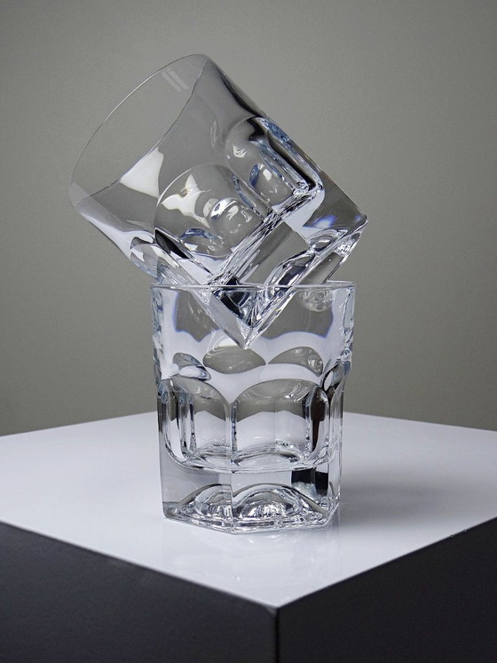 Image 1 of Paar elegante vintage Boheemse kristallen whiskyglazen