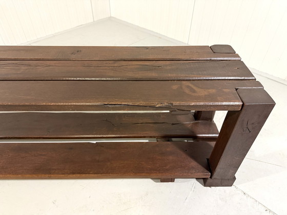 Image 1 of Large Brutalist Oak Bench/Wall Table 1900's