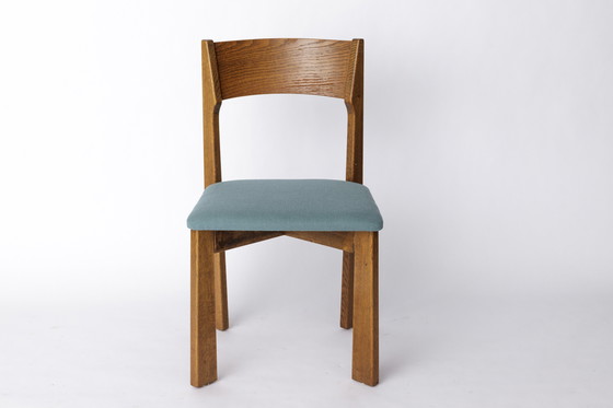 Image 1 of Vintage Oak Chair in the Style of Mauro Pasquinelli – Likely by Baumann, 1970s – Restored, Green Upholstery
