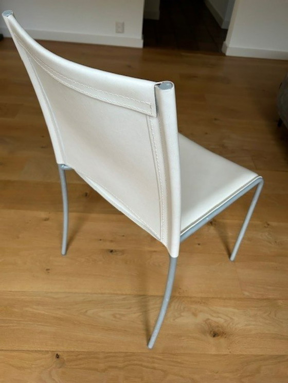 Image 1 of set of 6 white dining chairs