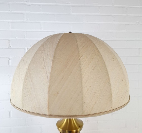 Vintage mushroom brass XL table lamp mid century modern – Textile (photo 7 of 12)