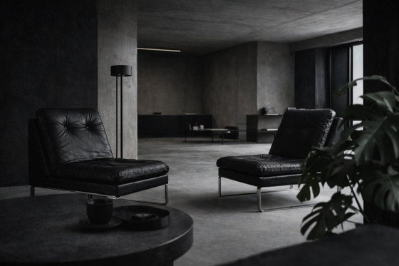 Image 1 of Vintage Mid-Century German Modern Minimalist Leather & Chrome Modular Sofa from Klöber, 1980s, Set of 4