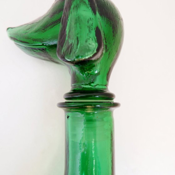 Image 1 of Jarra de cristal verde Empoli con forma de perro salchicha – Italia, década de 1960
