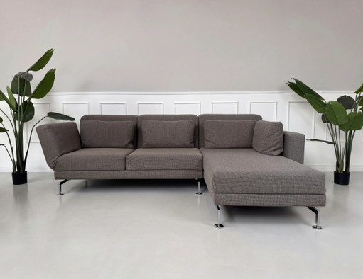 Brühl Moule Ecksofa Stoff Sofa Grau Braun Schlaffunktion