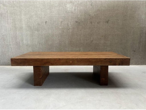 Brutalist Wabi-Sabi Solid Oak Coffee Table