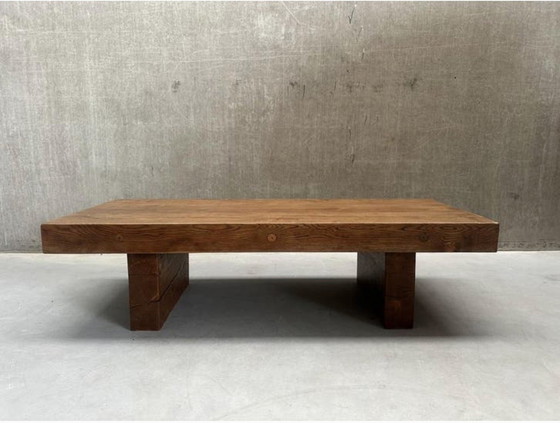 Image 1 of Brutalist Wabi-Sabi Solid Oak Coffee Table