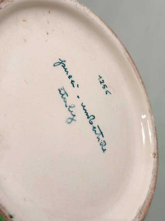 Vase sphérique en céramique verte Pucci Umbertide vintage des années 1940 avec bord évasé (photo 10 of 13)