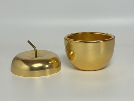 Image 1 of Authentic and Iconic Ettore Sottsass 'Mela' Ice Bucket in Gilded Aluminium and Brass for Rinnovel, Italy 1950s.